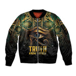 Egypt Eye of Horus Sleeve Zip Bomber Jacket Golden Ancient Egypt Pattern