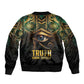 Egypt Eye of Horus Sleeve Zip Bomber Jacket Golden Ancient Egypt Pattern