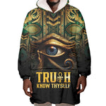 Egypt Eye of Horus Wearable Blanket Hoodie Golden Ancient Egypt Pattern