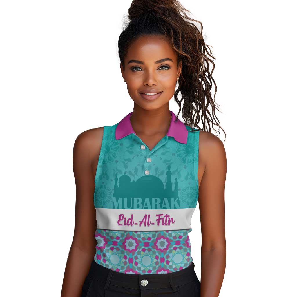 Personalised Eid al-Fitr Women Sleeveless Polo Shirt Eid Mubarak