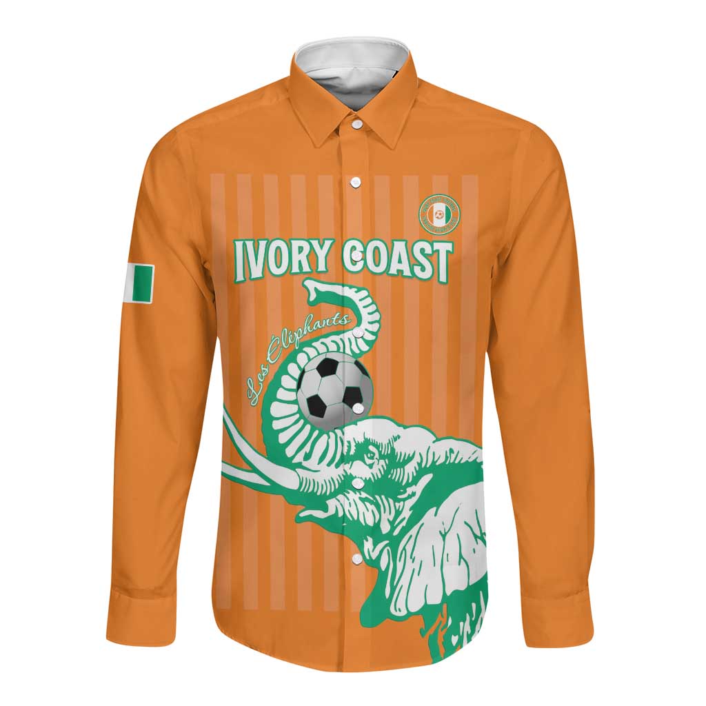 Custom Cote dIvoire Football Long Sleeve Button Shirt Les Elephants