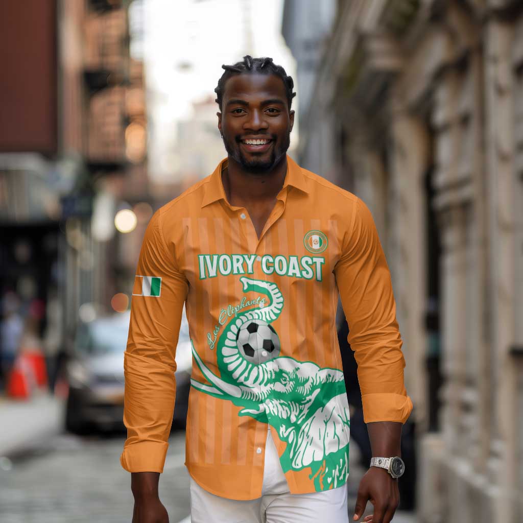 Custom Cote dIvoire Football Long Sleeve Button Shirt Les Elephants