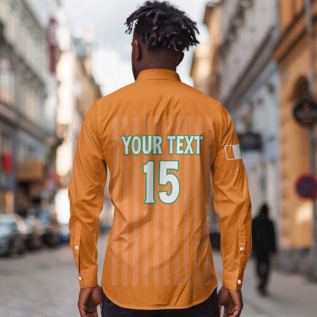 Custom Cote dIvoire Football Long Sleeve Button Shirt Les Elephants