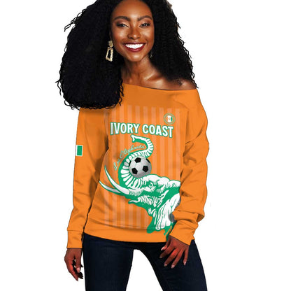 Custom Cote dIvoire Football Off Shoulder Sweater Les Elephants