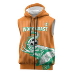Custom Cote dIvoire Football Sleeveless Zip Hoodie Les Elephants - African Pride