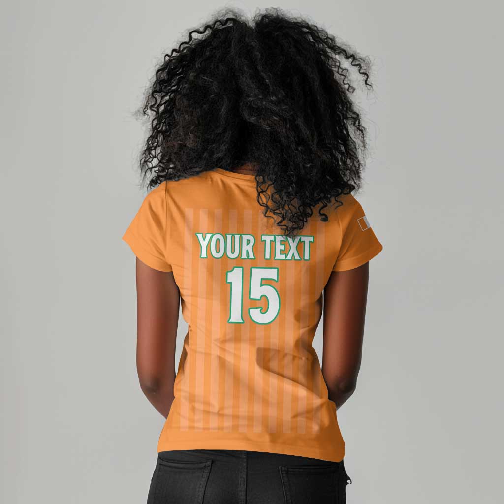 Custom Cote dIvoire Football Women V-Neck T-Shirt Les Elephants