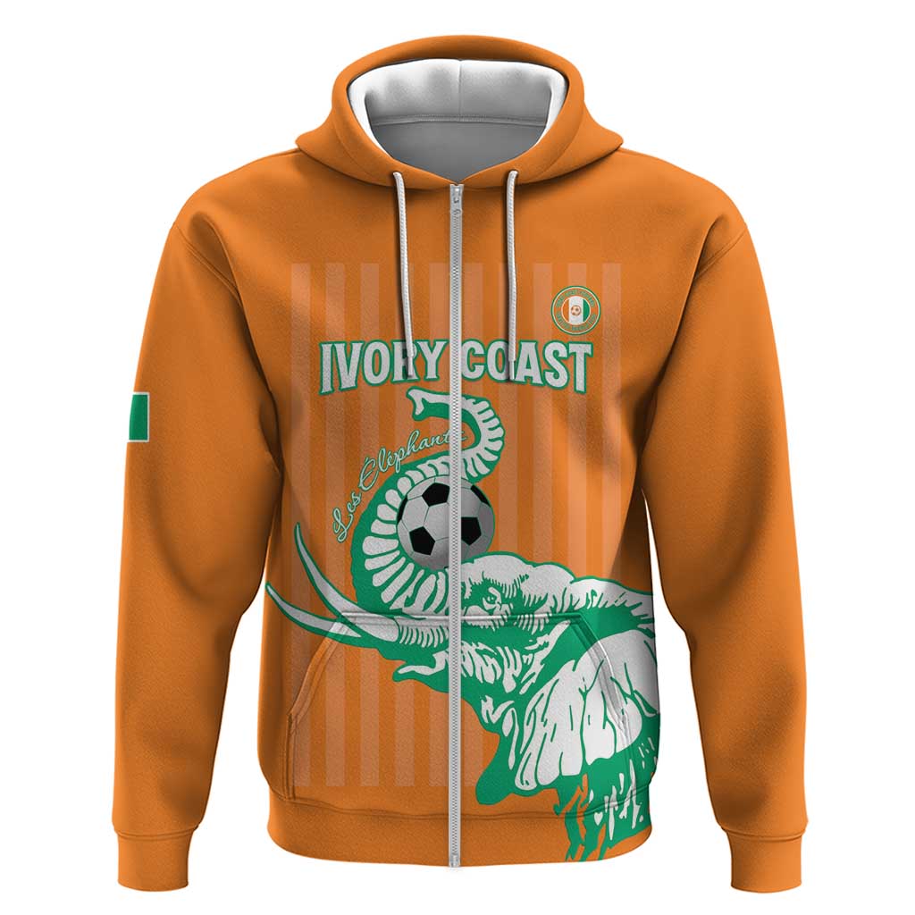 Custom Cote dIvoire Football Zip Hoodie Les Elephants