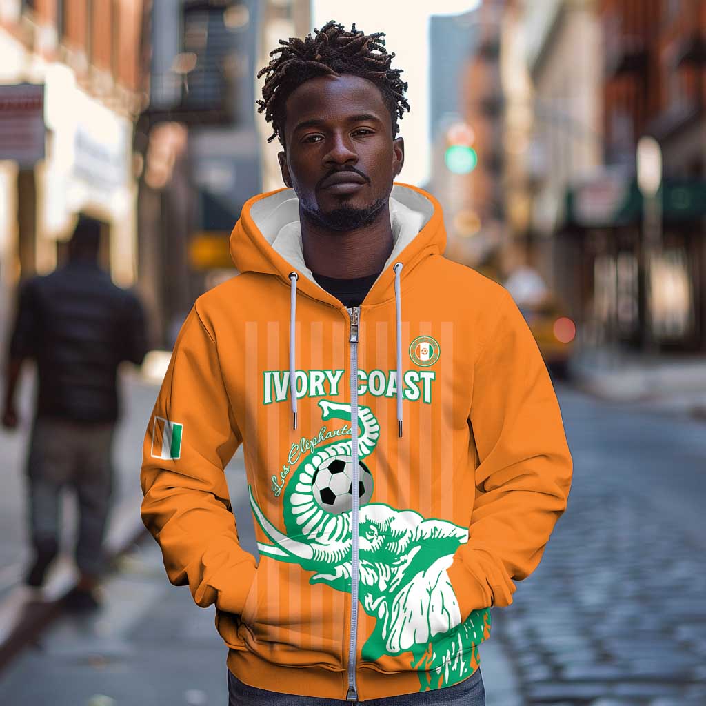 Custom Cote dIvoire Football Zip Hoodie Les Elephants