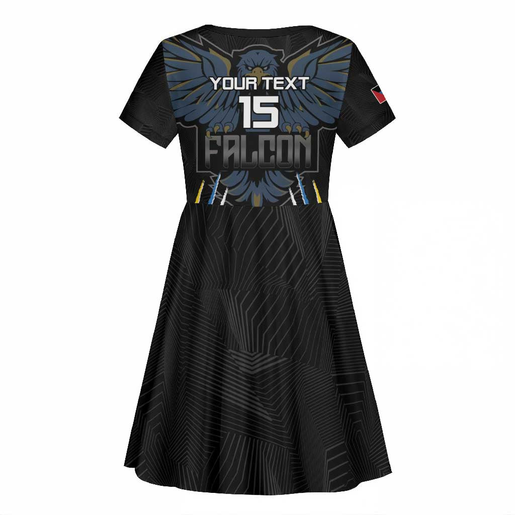 Antigua and Barbuda Cricket Custom Kid Short Sleeve Dress Go Falcons - African Pride