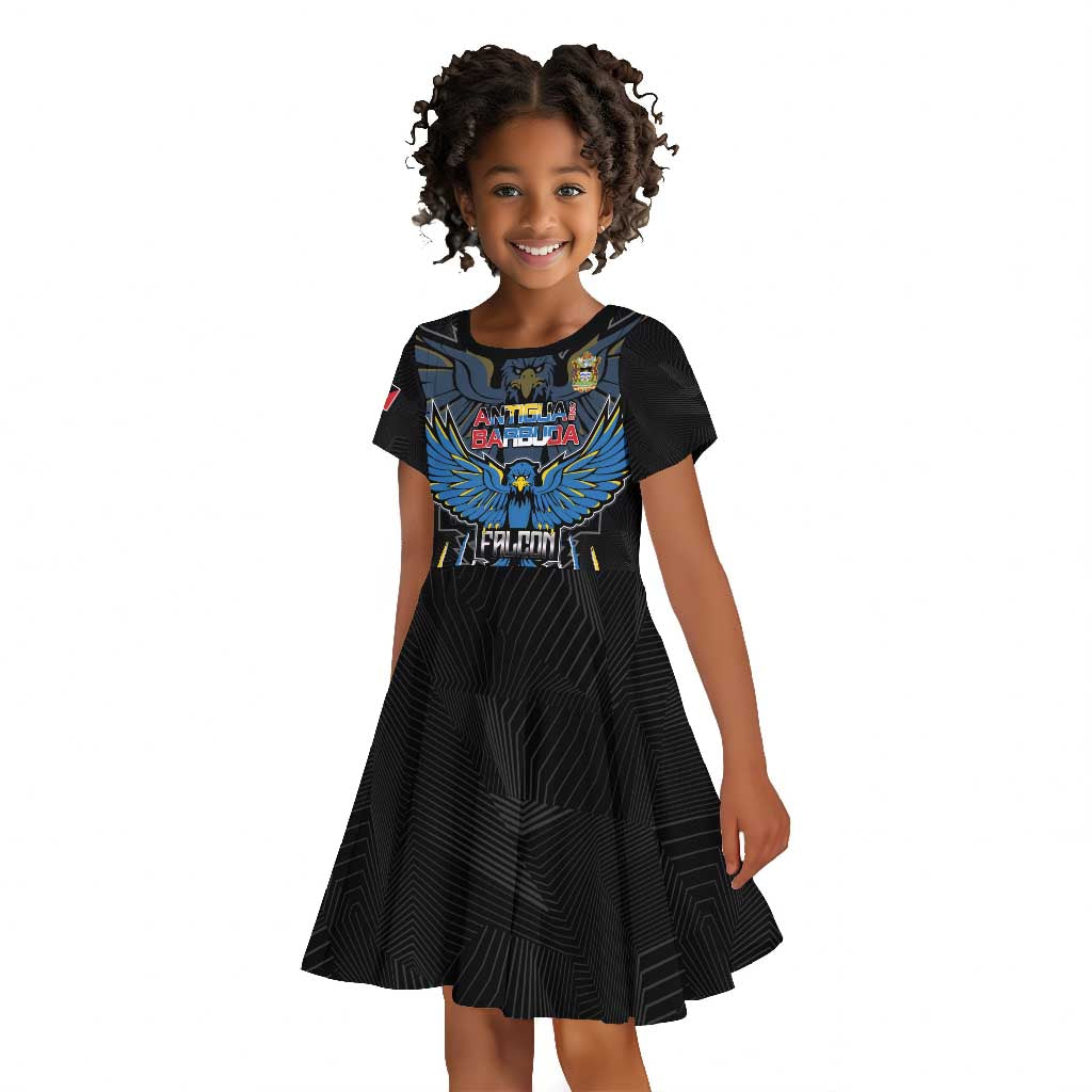 Antigua and Barbuda Cricket Custom Kid Short Sleeve Dress Go Falcons - African Pride
