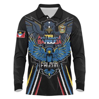 Antigua and Barbuda Cricket Custom Long Sleeve Polo Shirt Go Falcons - African Pride