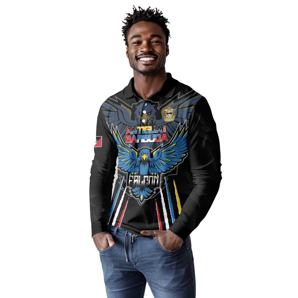 Antigua and Barbuda Cricket Custom Long Sleeve Polo Shirt Go Falcons - African Pride