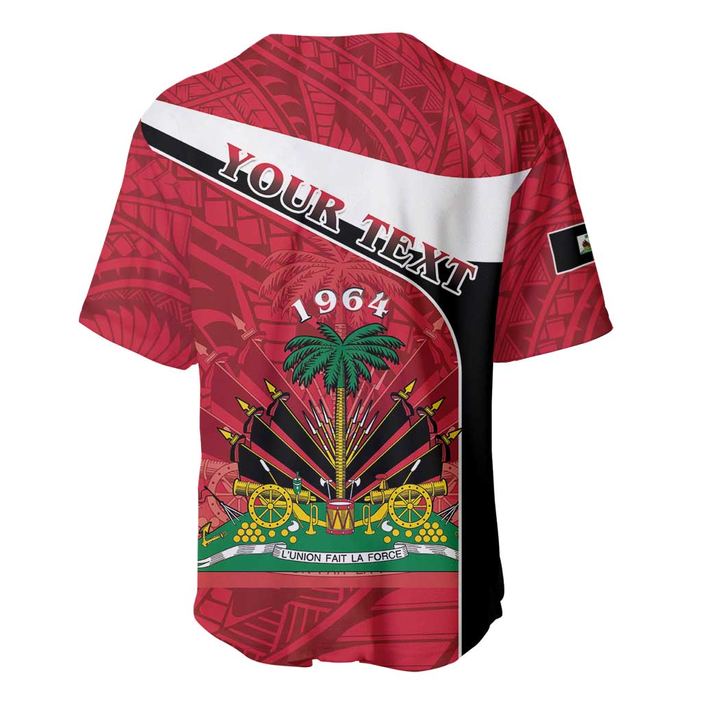 Personalized Haiti 1964 Baseball Jersey Coat Of Arms - Polynesian Style - African Pride