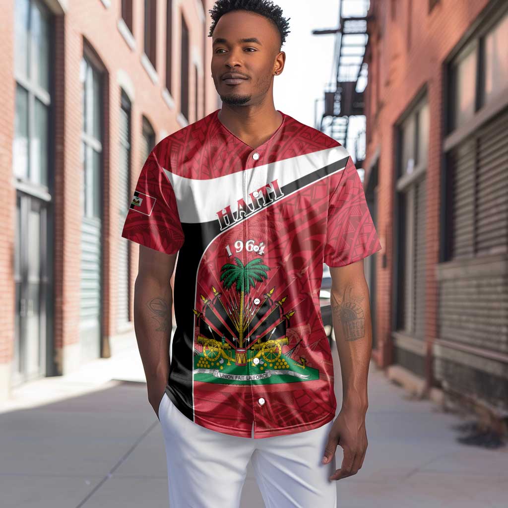 Personalized Haiti 1964 Baseball Jersey Coat Of Arms - Polynesian Style - African Pride