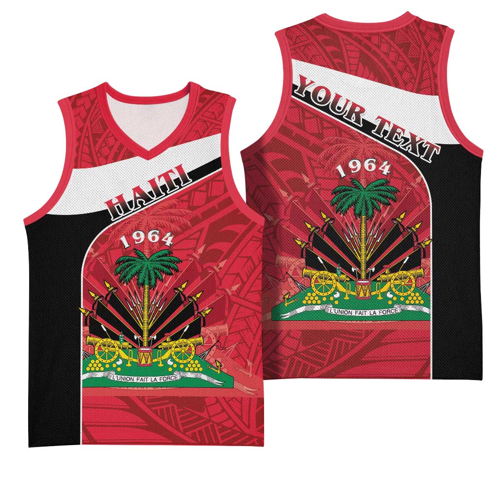 Personalized Haiti 1964 Basketball Jersey Coat Of Arms - Polynesian Style - African Pride