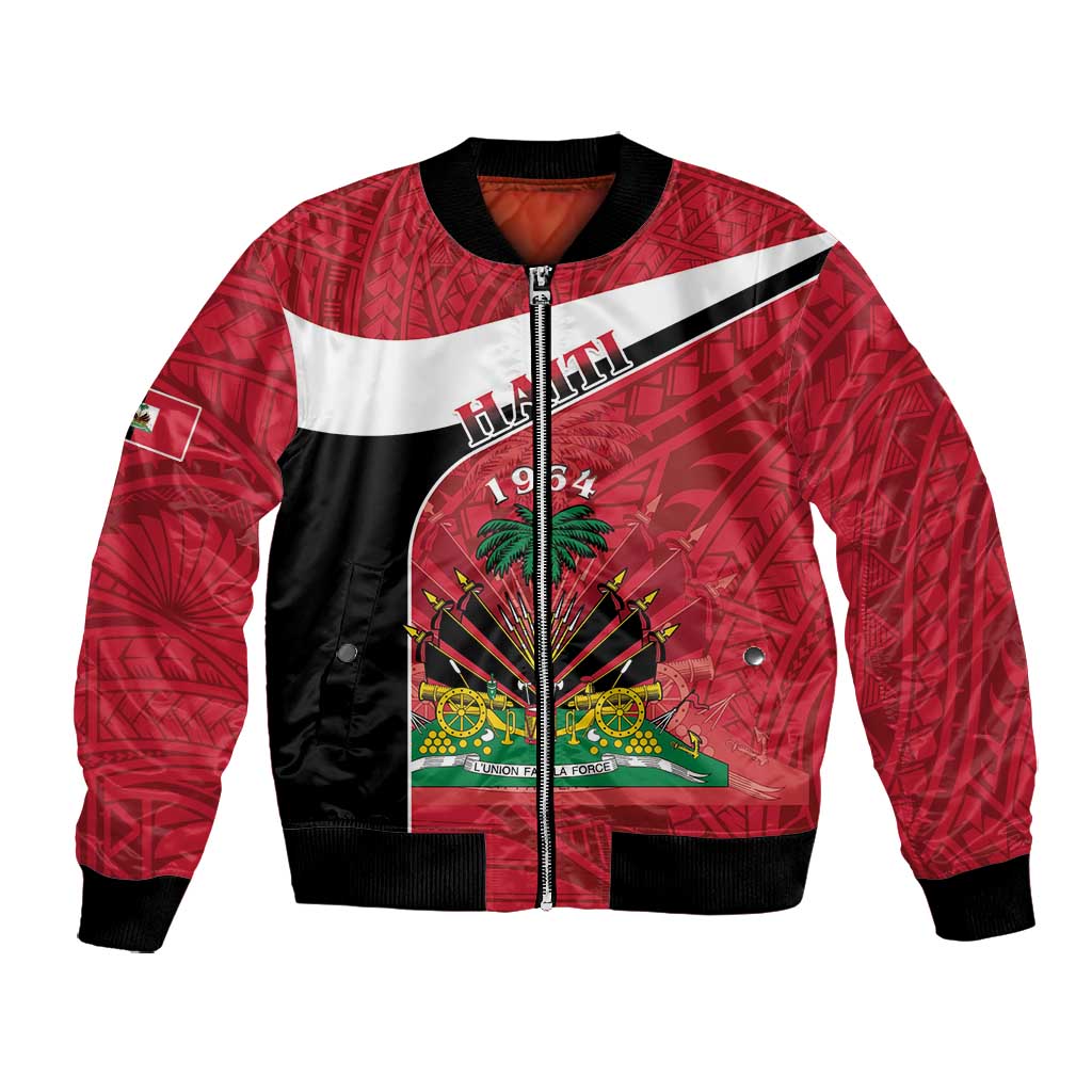 Personalized Haiti 1964 Bomber Jacket Coat Of Arms - Polynesian Style - African Pride