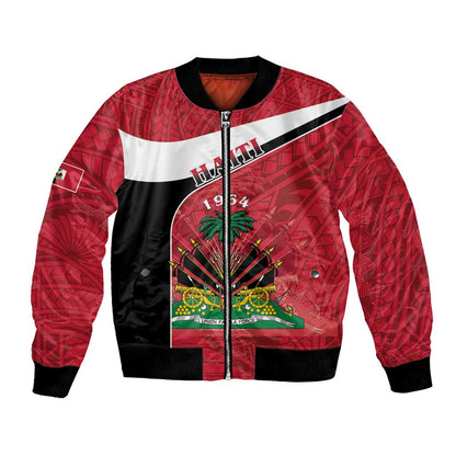Personalized Haiti 1964 Bomber Jacket Coat Of Arms - Polynesian Style - African Pride