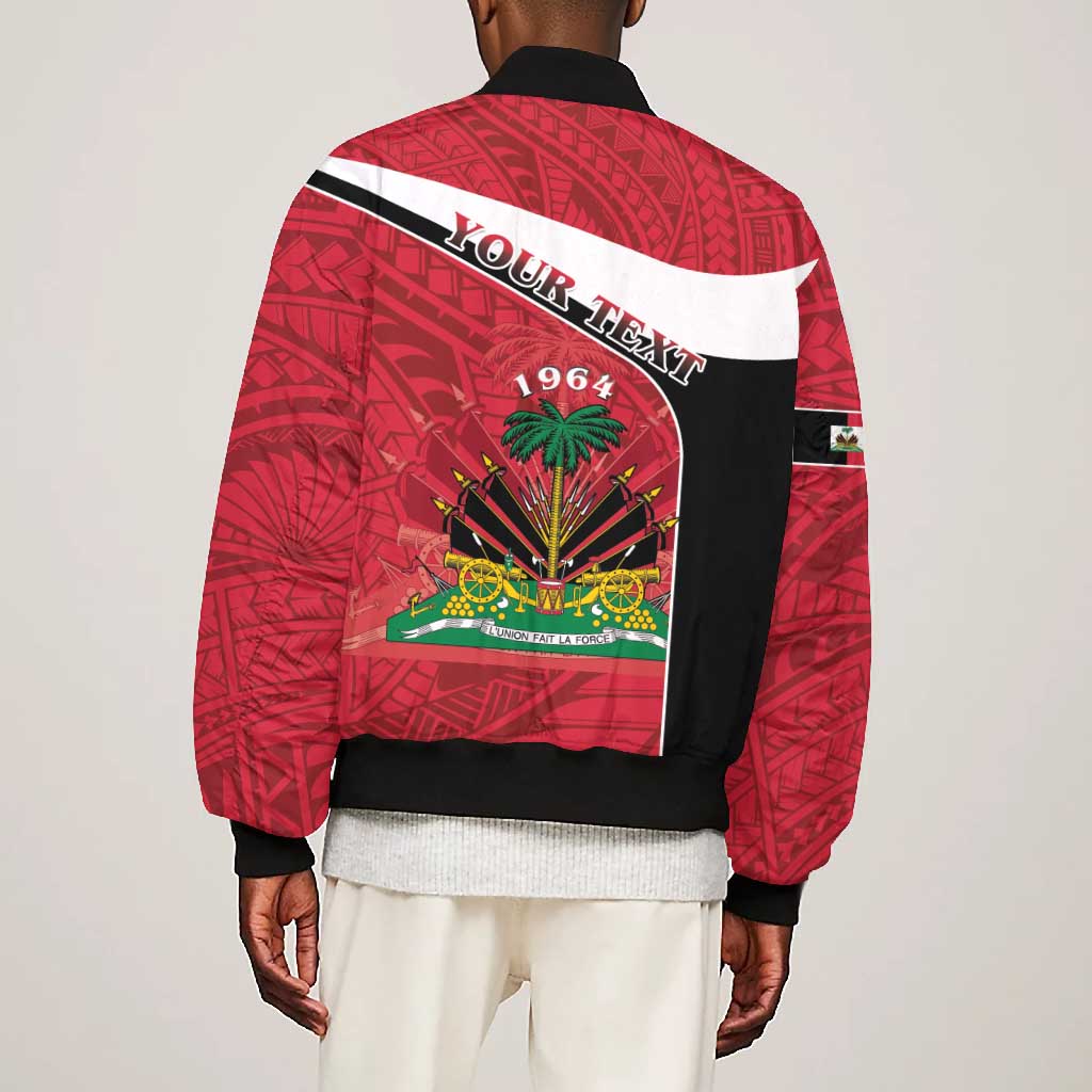Personalized Haiti 1964 Bomber Jacket Coat Of Arms - Polynesian Style - African Pride