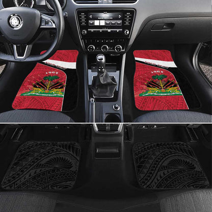 Personalized Haiti 1964 Car Mats Coat Of Arms - Polynesian Style - African Pride