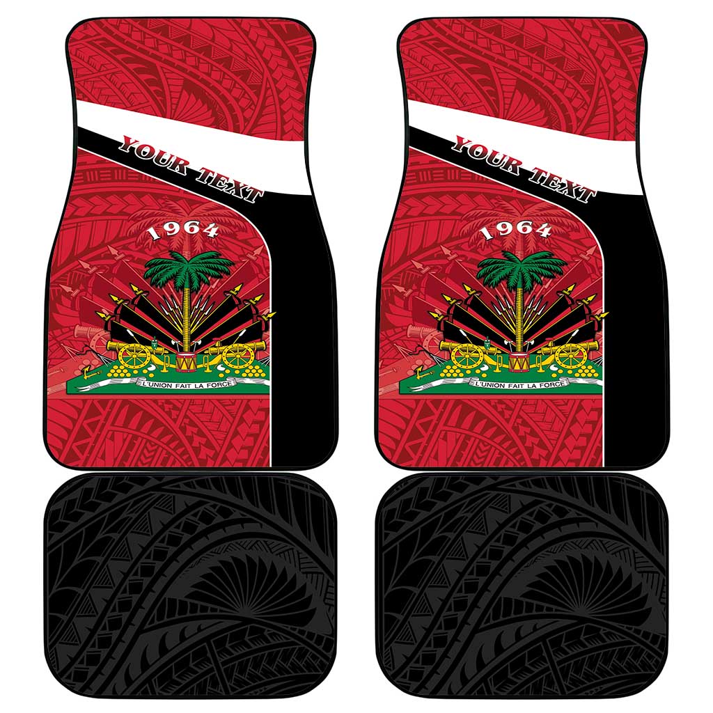 Personalized Haiti 1964 Car Mats Coat Of Arms - Polynesian Style - African Pride