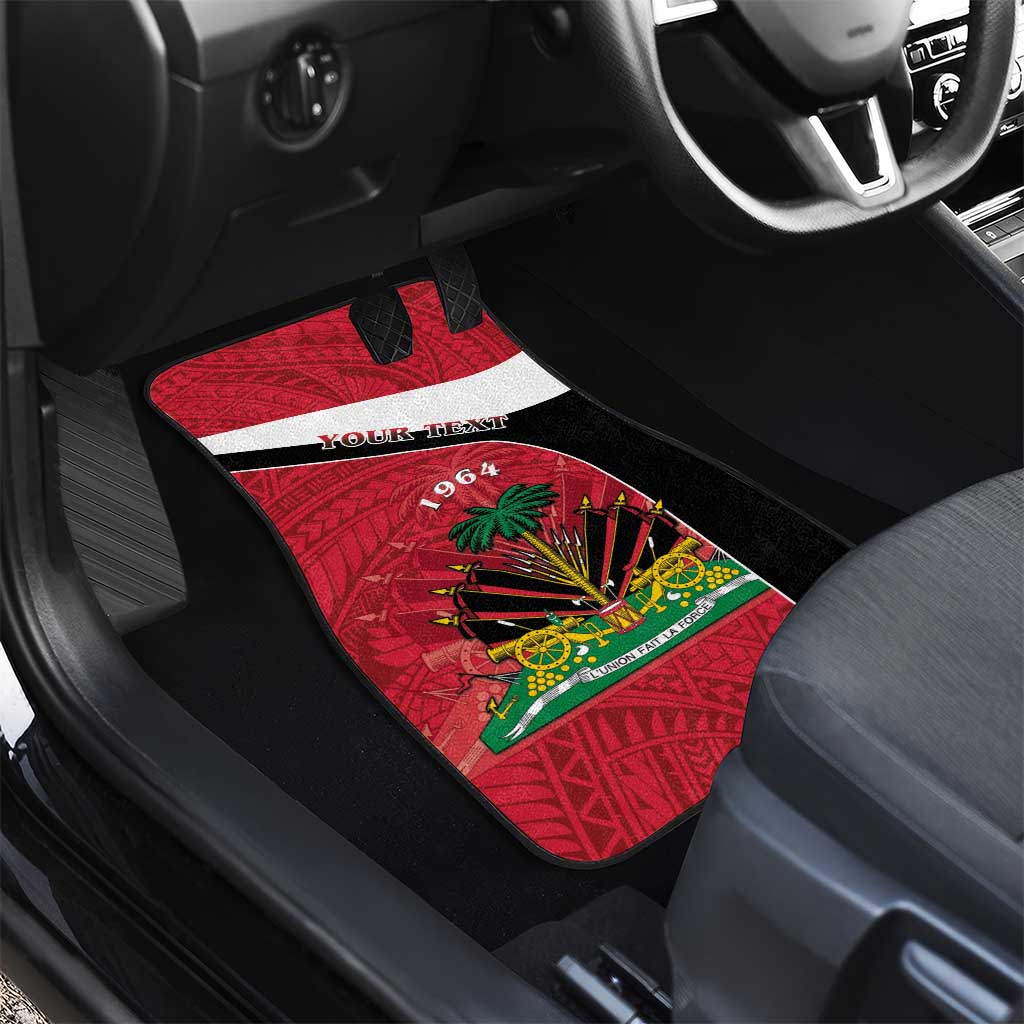 Personalized Haiti 1964 Car Mats Coat Of Arms - Polynesian Style - African Pride