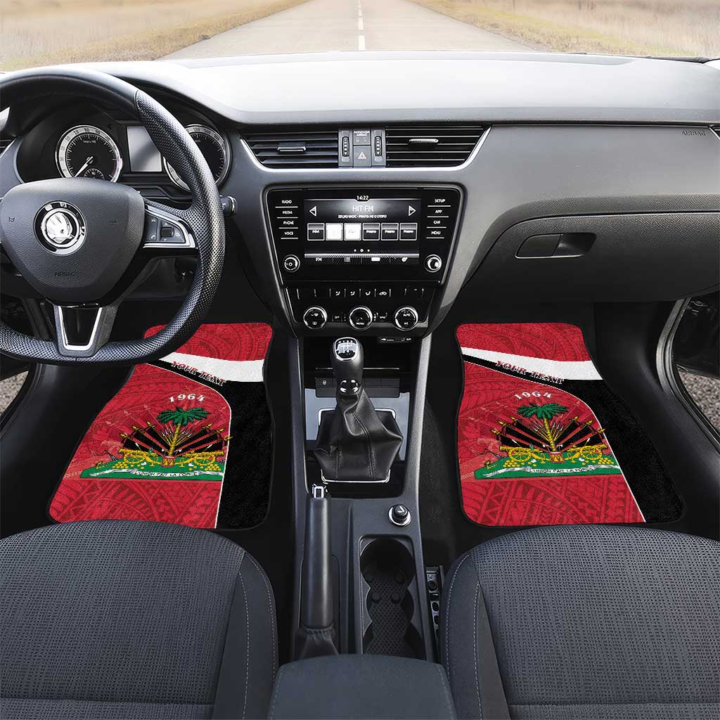 Personalized Haiti 1964 Car Mats Coat Of Arms - Polynesian Style - African Pride