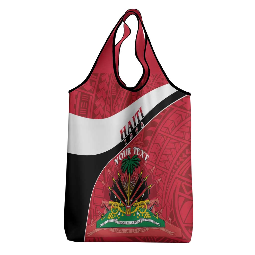 Personalized Haiti 1964 Grocery Bag Coat Of Arms - Polynesian Style - African Pride