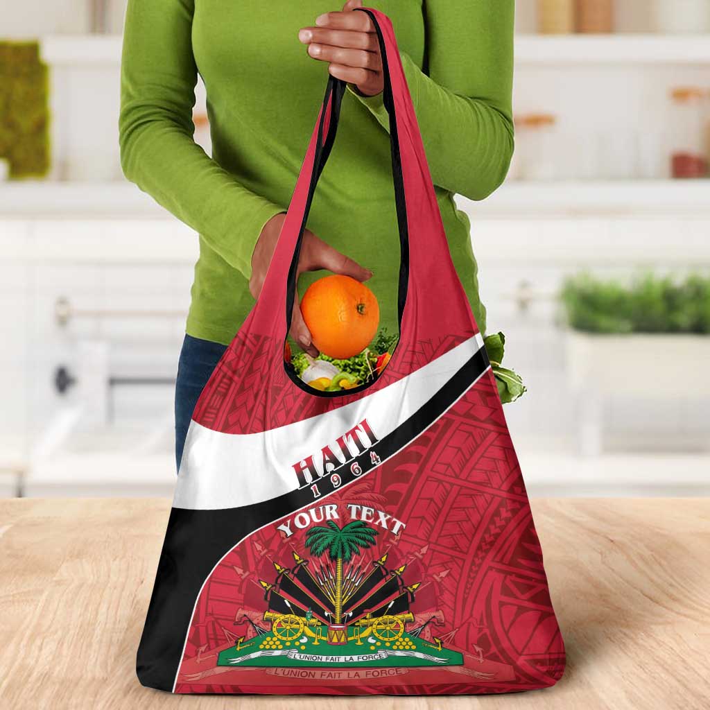 Personalized Haiti 1964 Grocery Bag Coat Of Arms - Polynesian Style - African Pride
