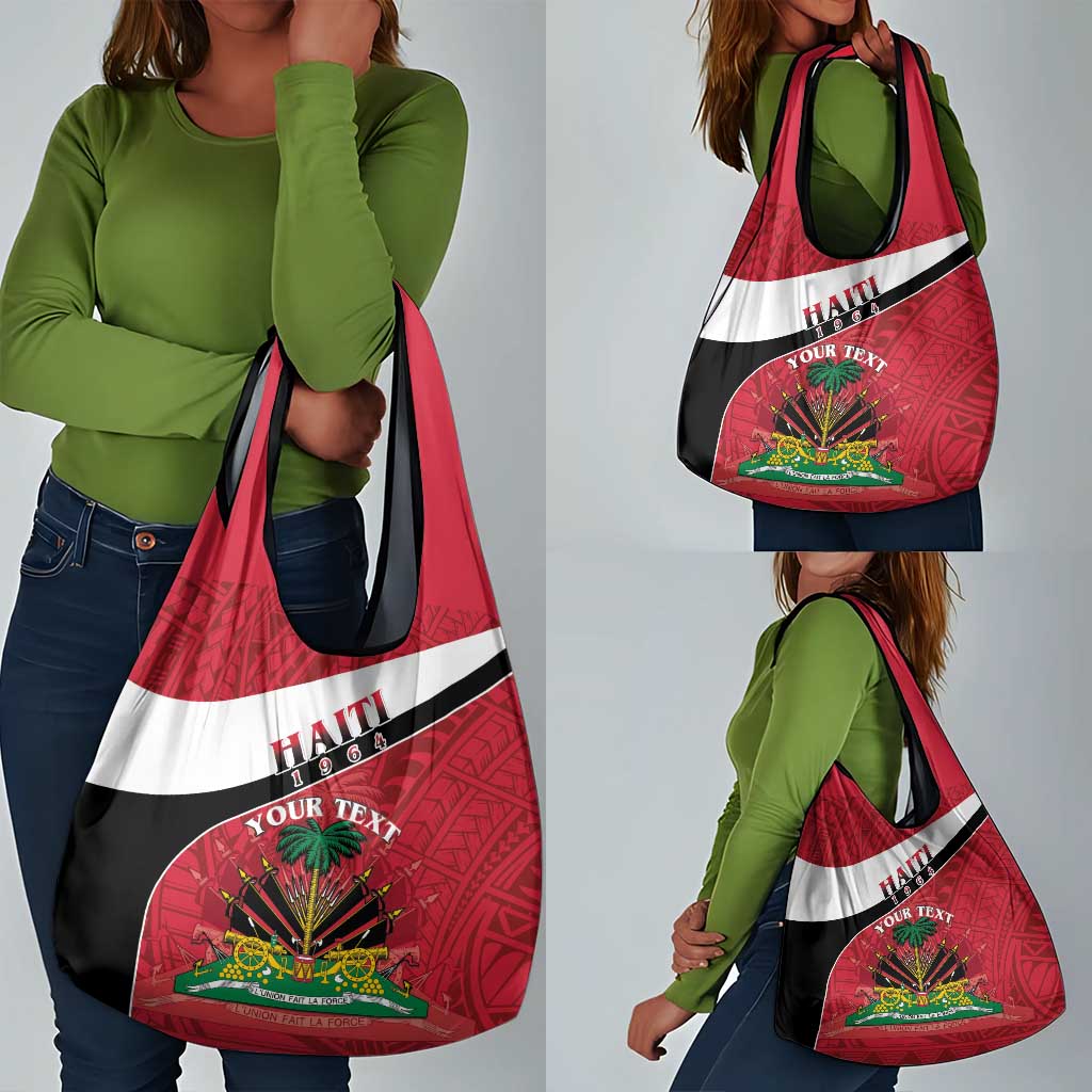 Personalized Haiti 1964 Grocery Bag Coat Of Arms - Polynesian Style - African Pride