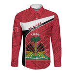 Personalized Haiti 1964 Long Sleeve Button Shirt Coat Of Arms - Polynesian Style - African Pride