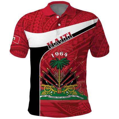 Personalized Haiti 1964 Polo Shirt Coat Of Arms - Polynesian Style - African Pride