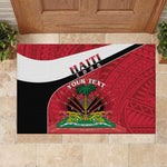 Personalized Haiti 1964 Rubber Doormat Coat Of Arms - Polynesian Style - African Pride