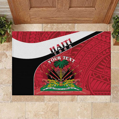Personalized Haiti 1964 Rubber Doormat Coat Of Arms - Polynesian Style - African Pride