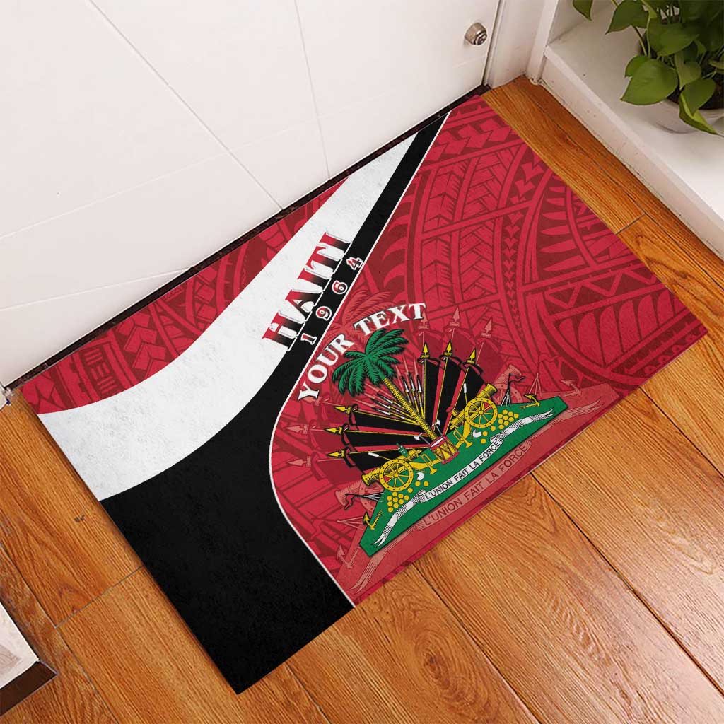 Personalized Haiti 1964 Rubber Doormat Coat Of Arms - Polynesian Style - African Pride