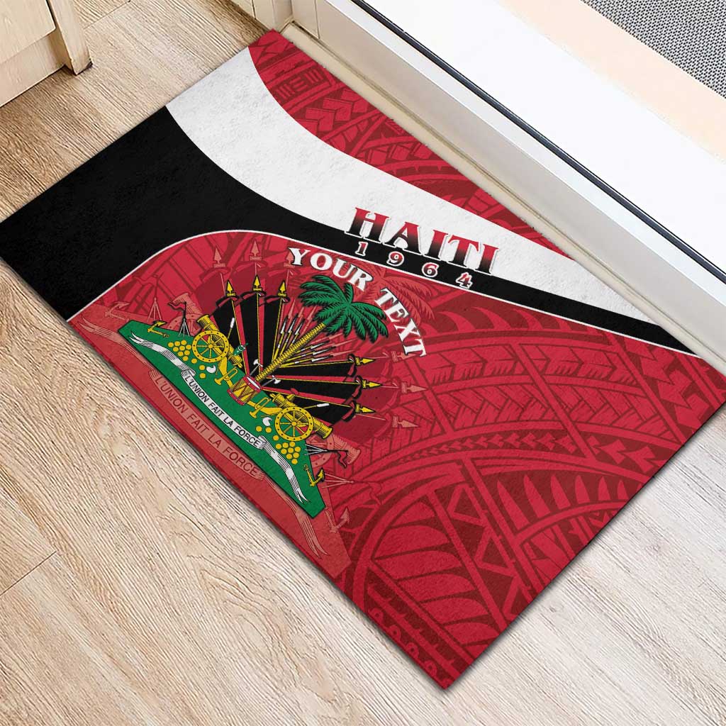 Personalized Haiti 1964 Rubber Doormat Coat Of Arms - Polynesian Style - African Pride