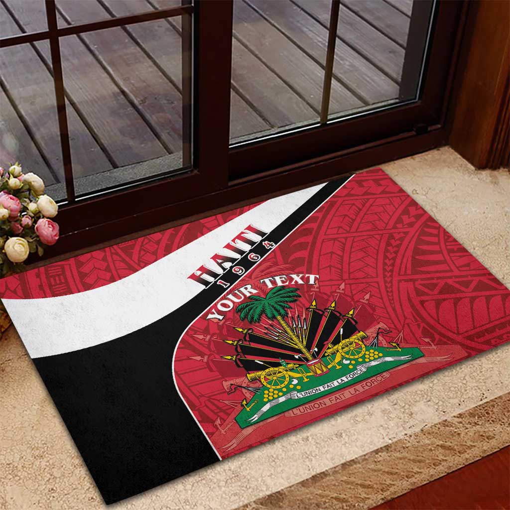 Personalized Haiti 1964 Rubber Doormat Coat Of Arms - Polynesian Style - African Pride