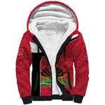 Personalized Haiti 1964 Sherpa Hoodie Coat Of Arms - Polynesian Style - African Pride