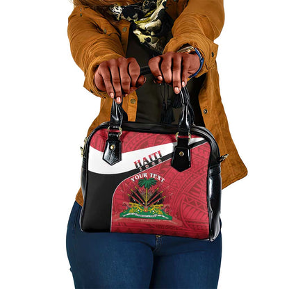 Personalized Haiti 1964 Shoulder Handbag Coat Of Arms - Polynesian Style - African Pride