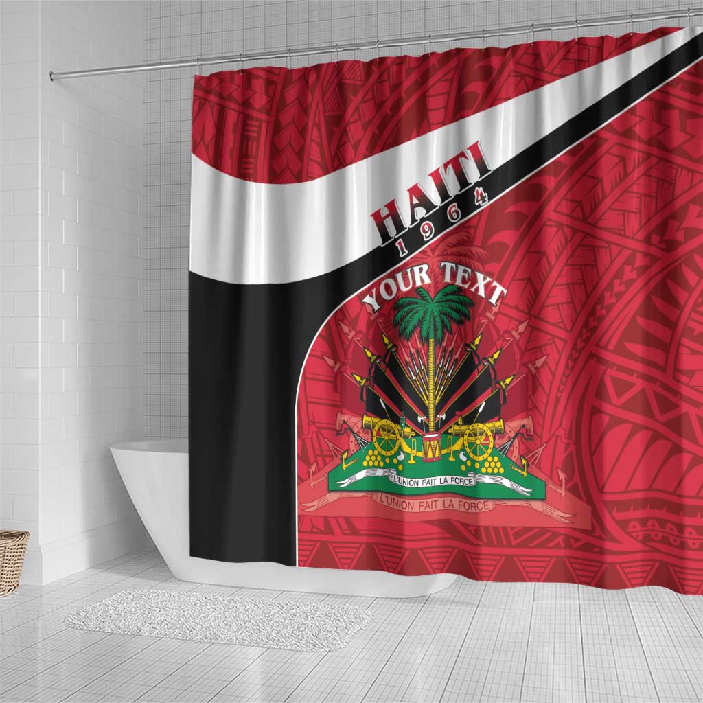 Personalized Haiti 1964 Shower Curtain Coat Of Arms - Polynesian Style - African Pride