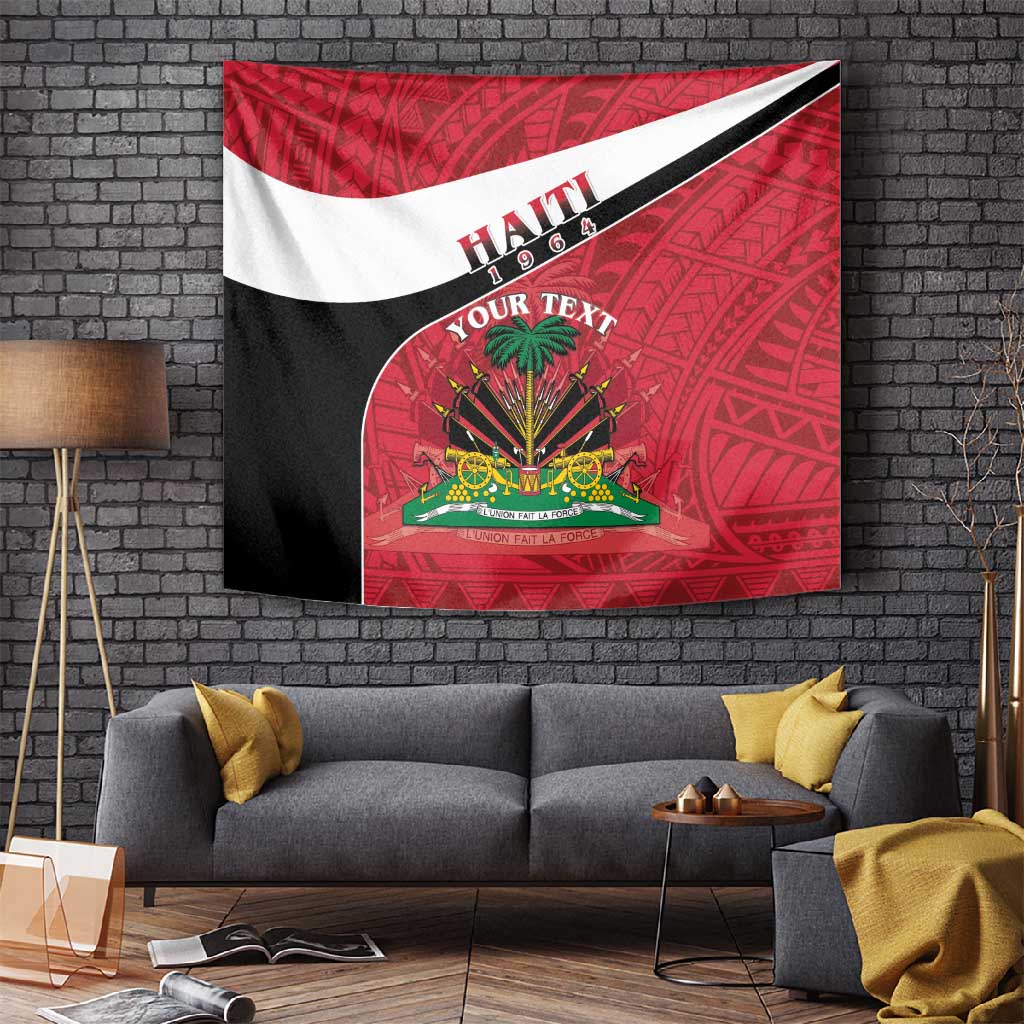 Personalized Haiti 1964 Tapestry Coat Of Arms - Polynesian Style - African Pride