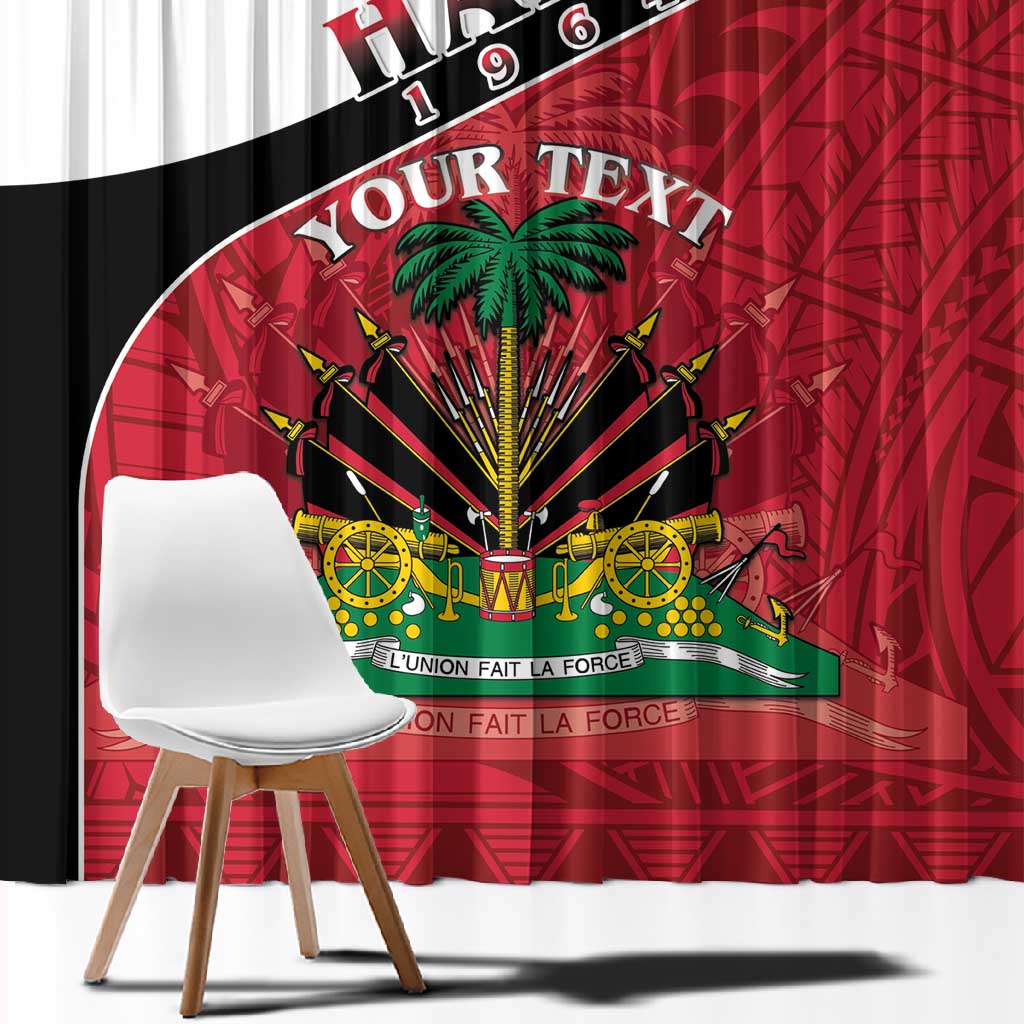 Personalized Haiti 1964 Window Curtain Coat Of Arms - Polynesian Style - African Pride