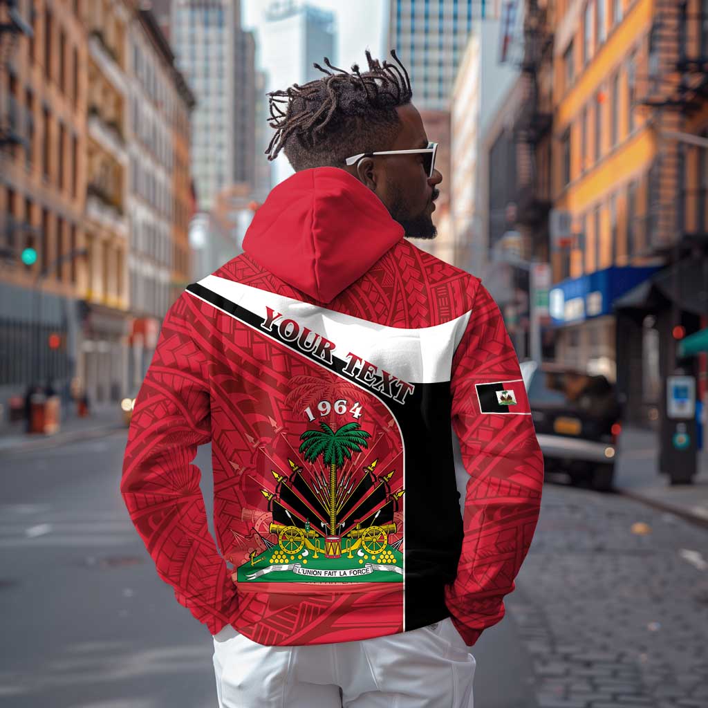 Personalized Haiti 1964 Zip Hoodie Coat Of Arms - Polynesian Style - African Pride