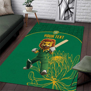 Custom South Africa Area Rug Lion Mascot Proteas Cricket