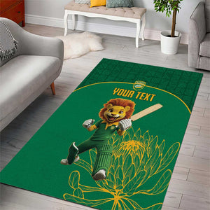 Custom South Africa Area Rug Lion Mascot Proteas Cricket