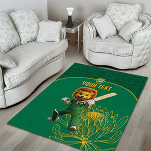 Custom South Africa Area Rug Lion Mascot Proteas Cricket