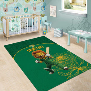 Custom South Africa Area Rug Lion Mascot Proteas Cricket