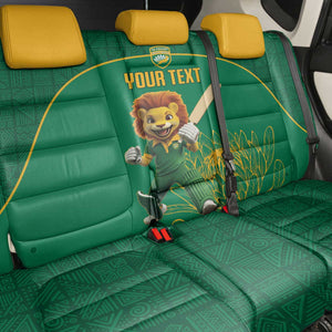 Custom South Africa Back Car Seat Cover Lion Mascot Proteas Cricket