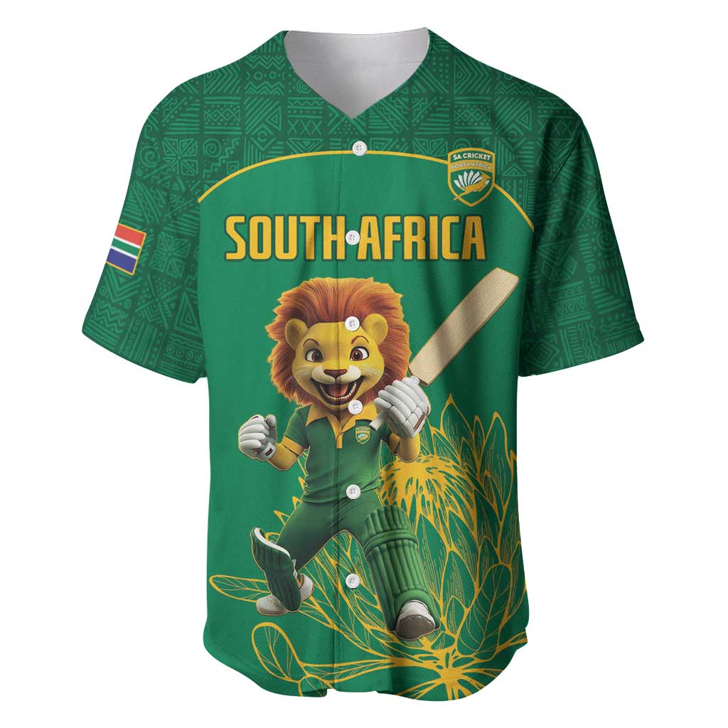 Custom South Africa Baseball Jersey Lion Mascot Proteas Cricket