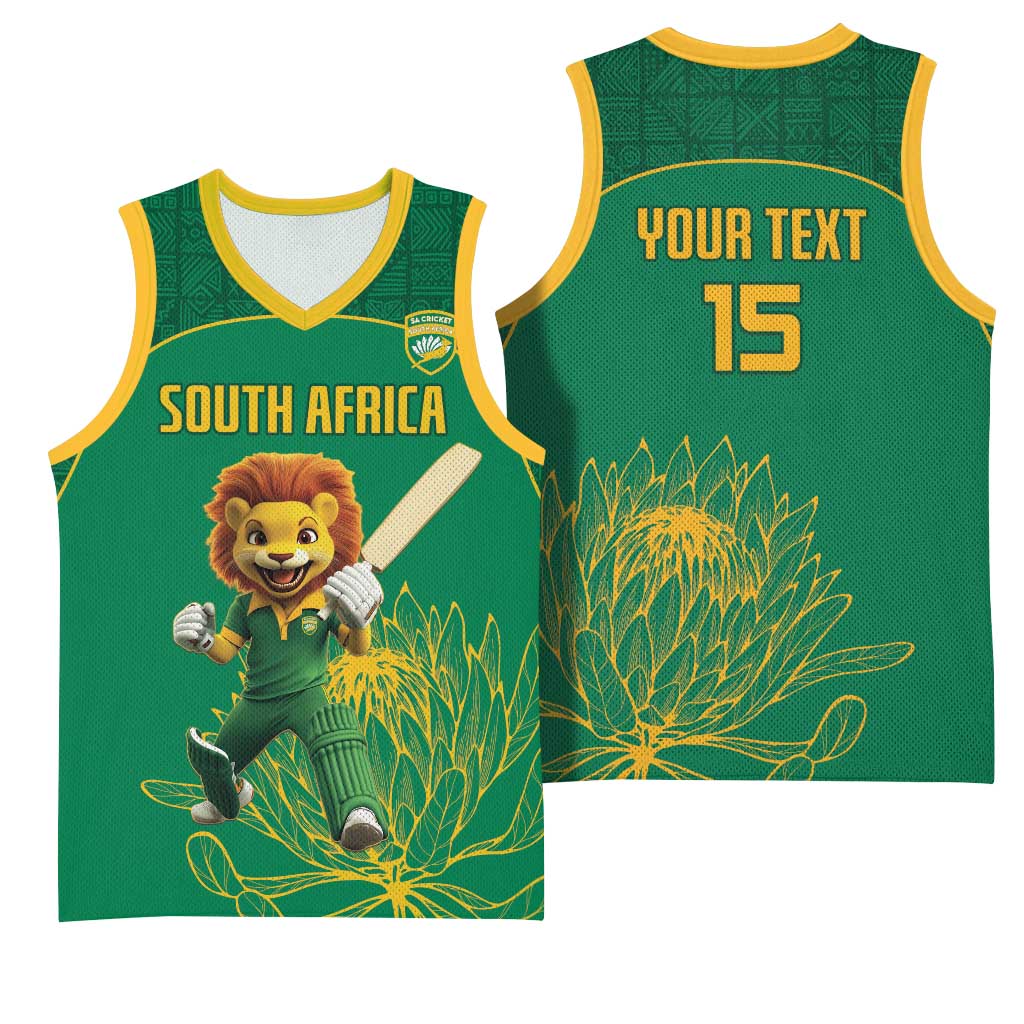 Custom South Africa Basketball Jersey Lion Mascot Proteas Cricket LT15