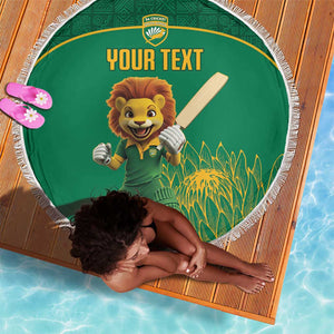 Custom South Africa Beach Blanket Lion Mascot Proteas Cricket